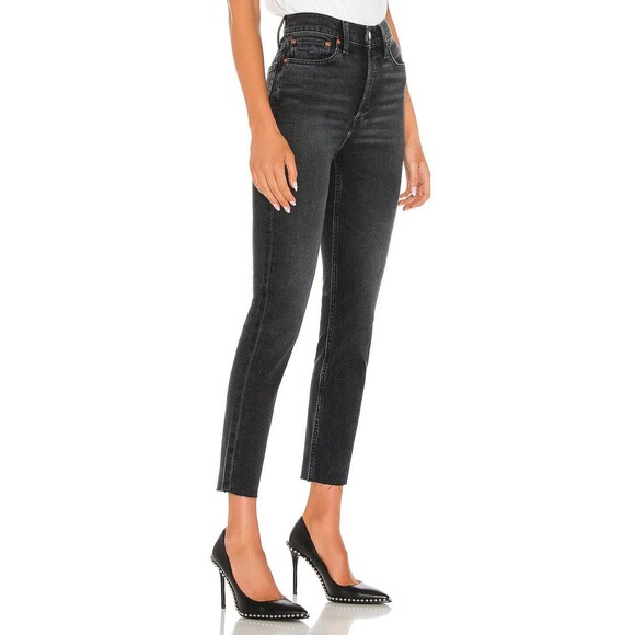 RE/DONE 90s High Rise Ankle Crop Womens Size 29 Reworked Levis Black Denim NEW! - Picture 3 of 15